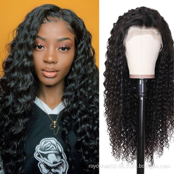 Luxuriant Brazilian Hair Lace Wig Vendor Cuticle Aligned Virgin Human Hair Deep Wave 4x13 Transparent Lace Front Wig